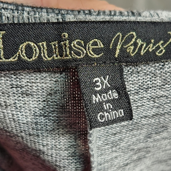 Louise Paris NWOT Grey & Black Plaid 3/4 Dolman Sleeve Top Plus Size 3X - Picture 5 of 9